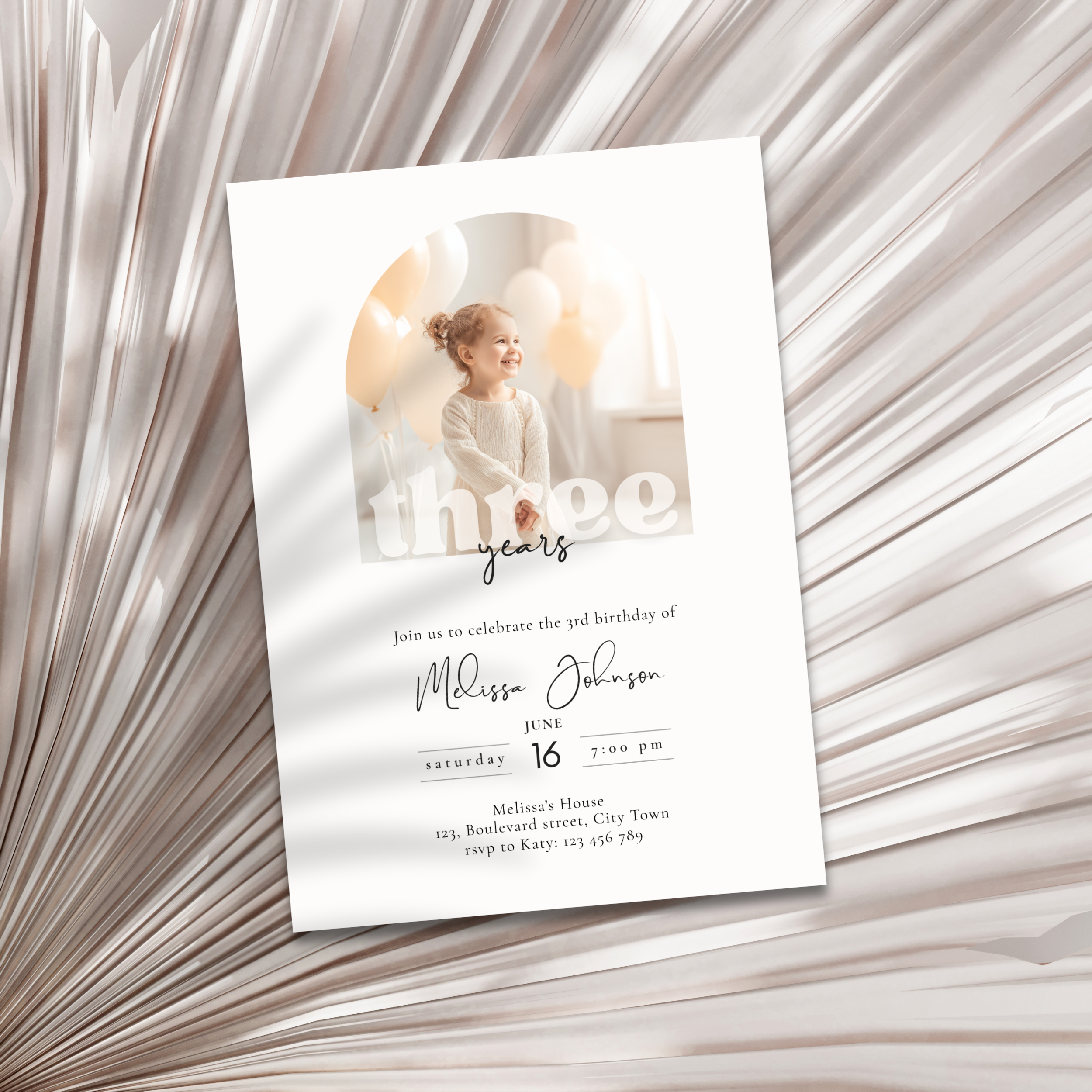 Minimal 3rd Birthday Invitation with Photo