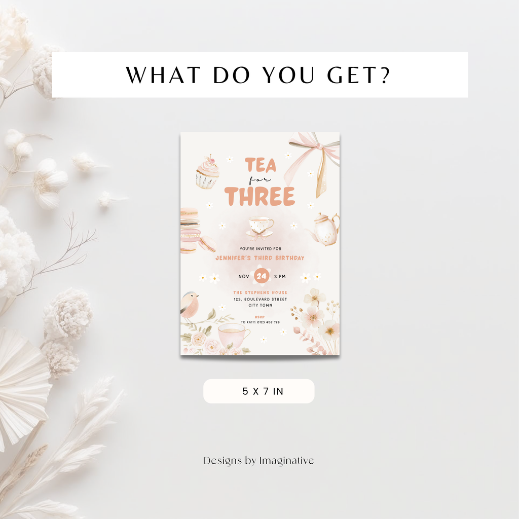 Tea for Three Birthday Invitation