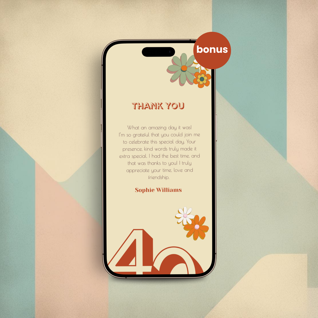 Retro vintage 40th Birthday Invitation