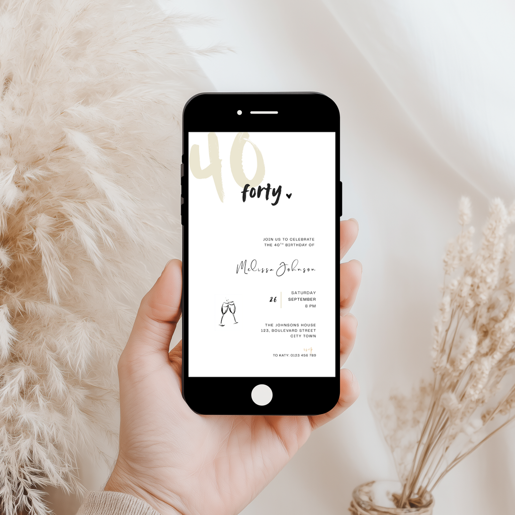 Elegant Minimal 40th Birthday Invitation
