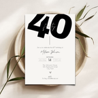 Minimal 40th Birthday Invitation Card Bold Typo