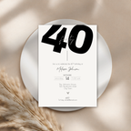 Minimal 40th Birthday Invitation Card Bold Typo