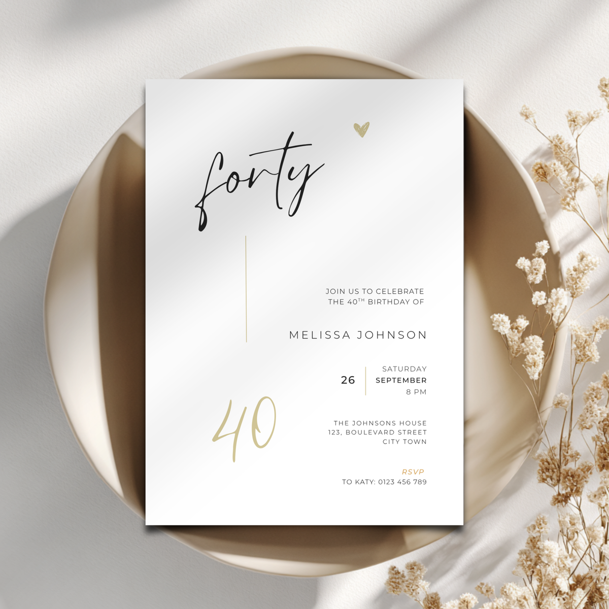 40th birthday invitation card 