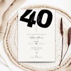 Minimal 40th Birthday Invitation Card Bold Typo