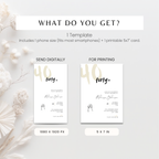 Elegant Minimal 40th Birthday Invitation