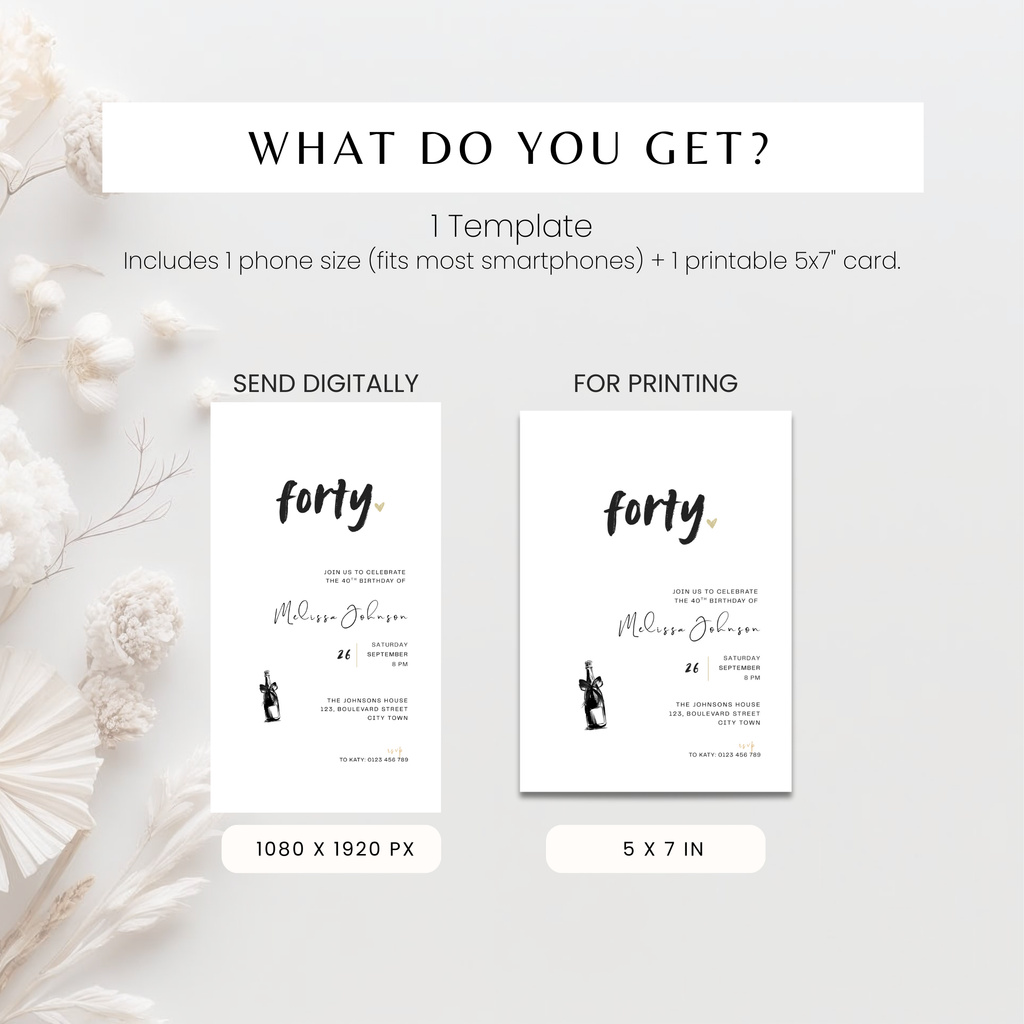 Modern 40th Birthday Invitation Man and Woman