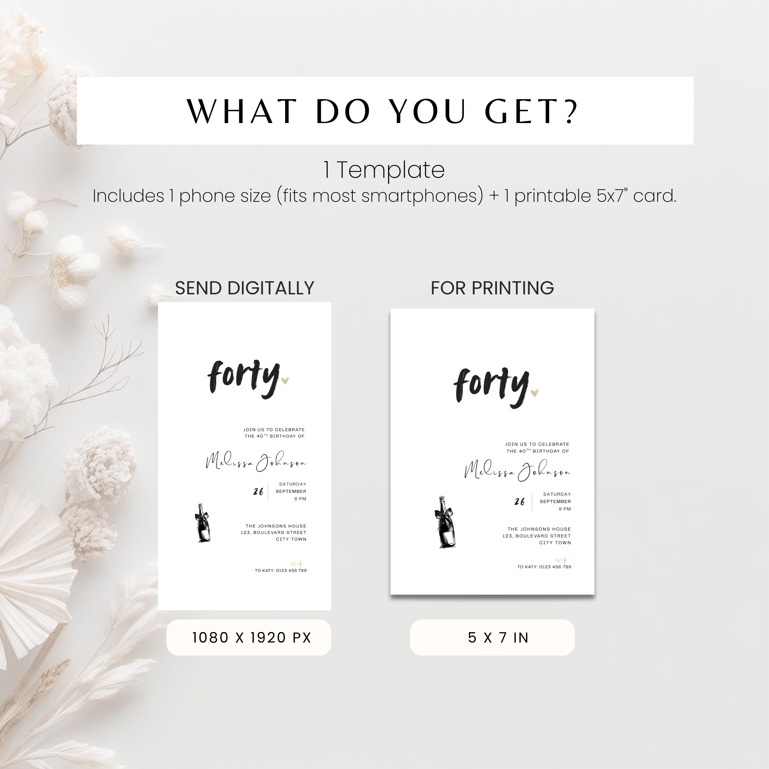 Modern 40th Birthday Invitation Man and Woman