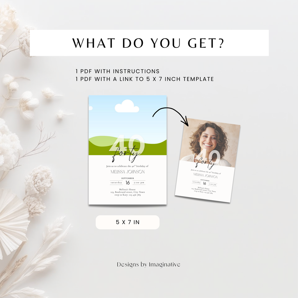 Elegant Photo 40th Birthday Invitation