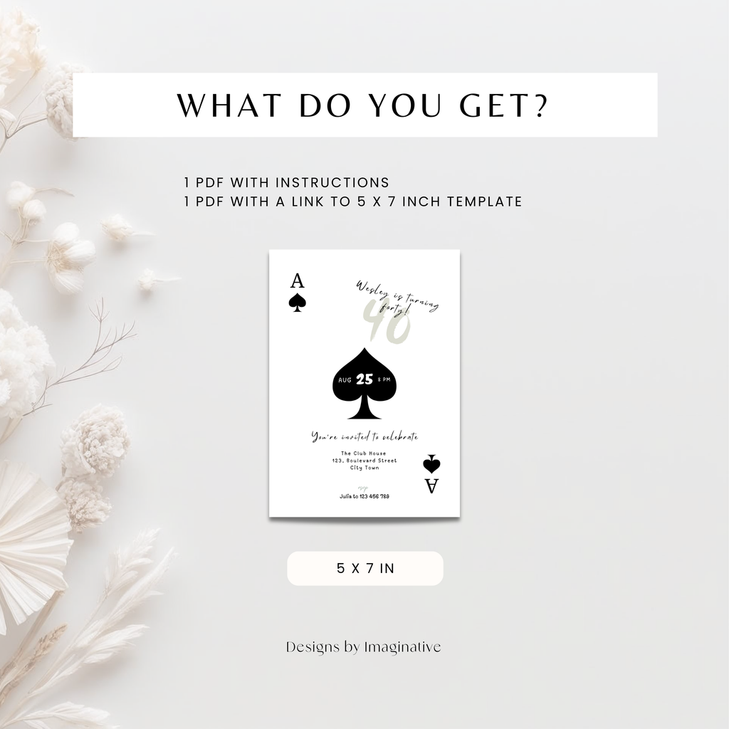 Ace of Spades 40th Birthday Invitation For Casino Night