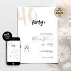Elegant Minimal 40th Birthday Invitation
