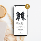 Black Bow 40th Birthday Invitation for Women