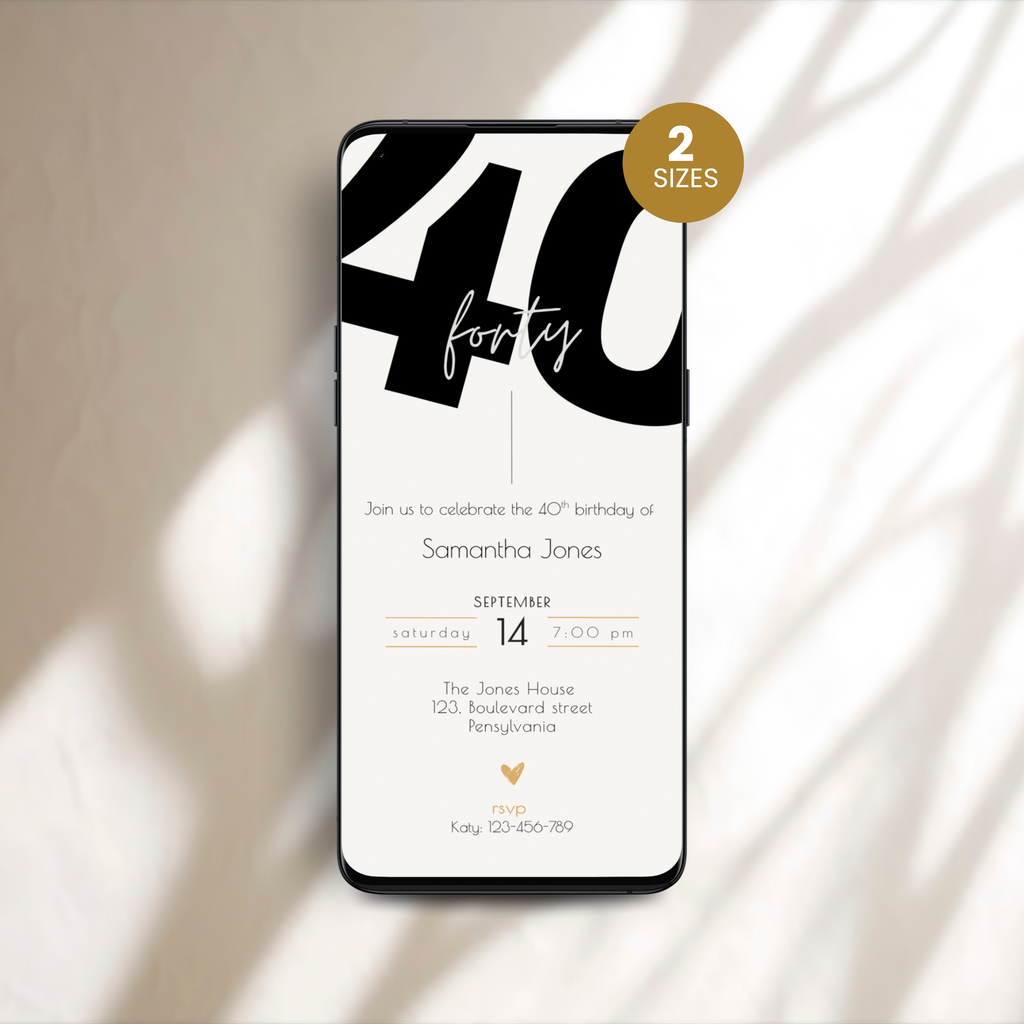 Modern 40th Birthday Invitation