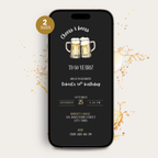 Black Cheers and Beers 50th Birthday Invitation Man