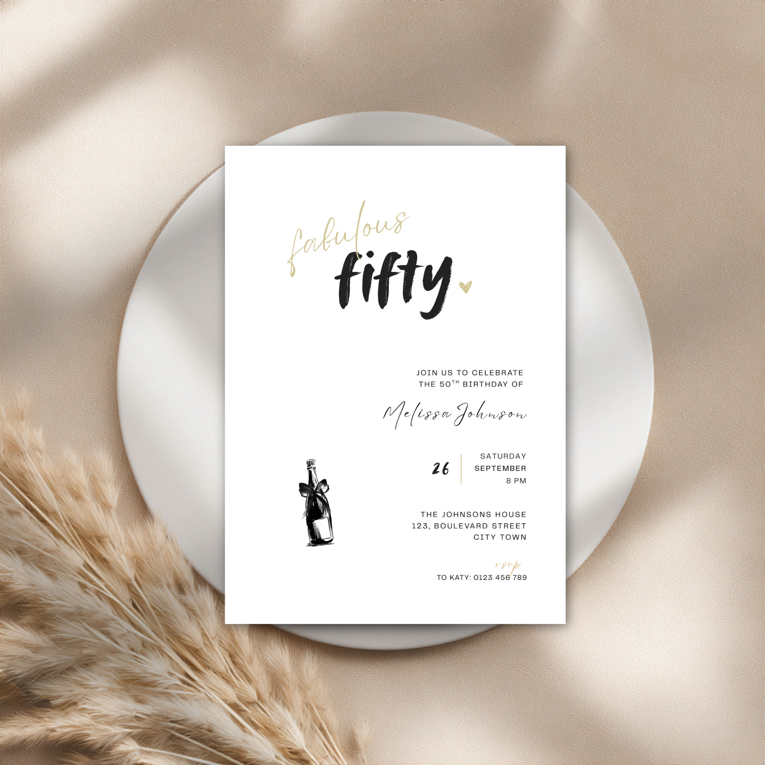 Fifty & Fabulous 50th Birthday Invitations