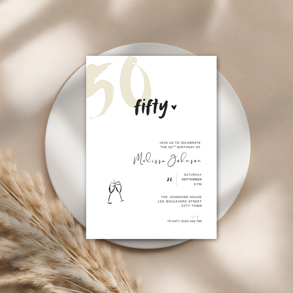 Modern 50th Birthday Invitation Bold Typography