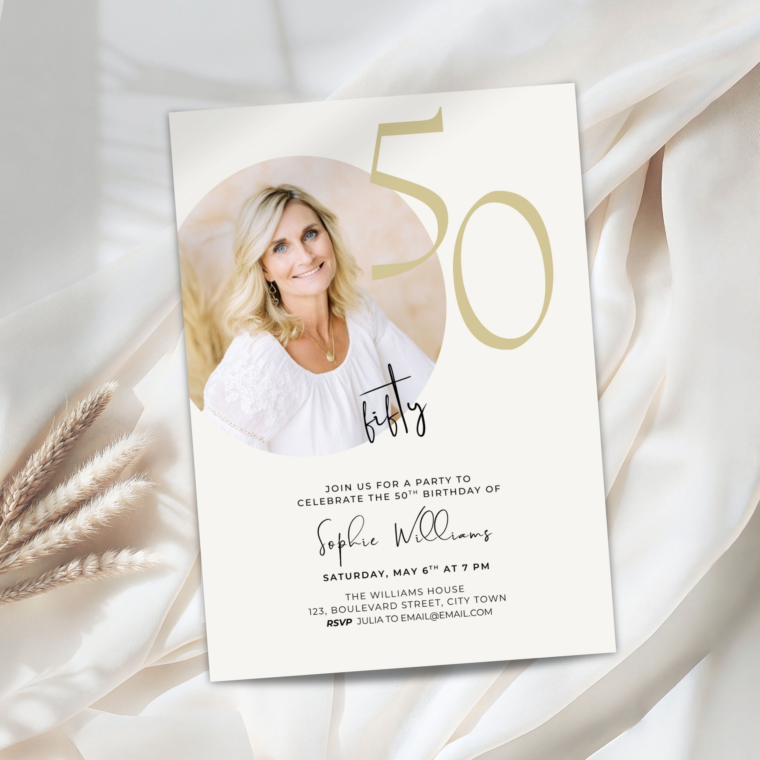 50th Milestone Birthday Photo Invitation Template Women
