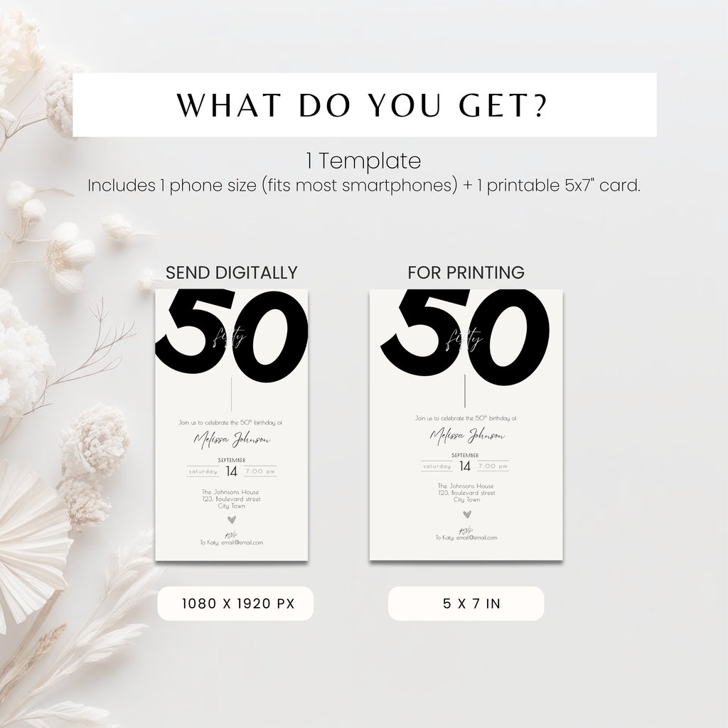 50th Birthday Invitation Template Bold Typography