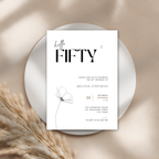 Drawn Line Flower Minimal 50th Birthday Invitation