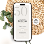 Minimal Elegant 50th Birthday Invitation Beige
