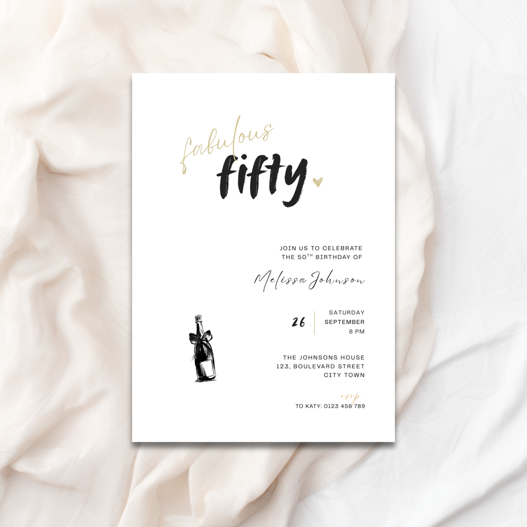 Fifty & Fabulous 50th Birthday Invitations