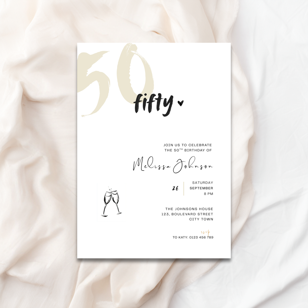 Modern 50th Birthday Invitation Bold Typography