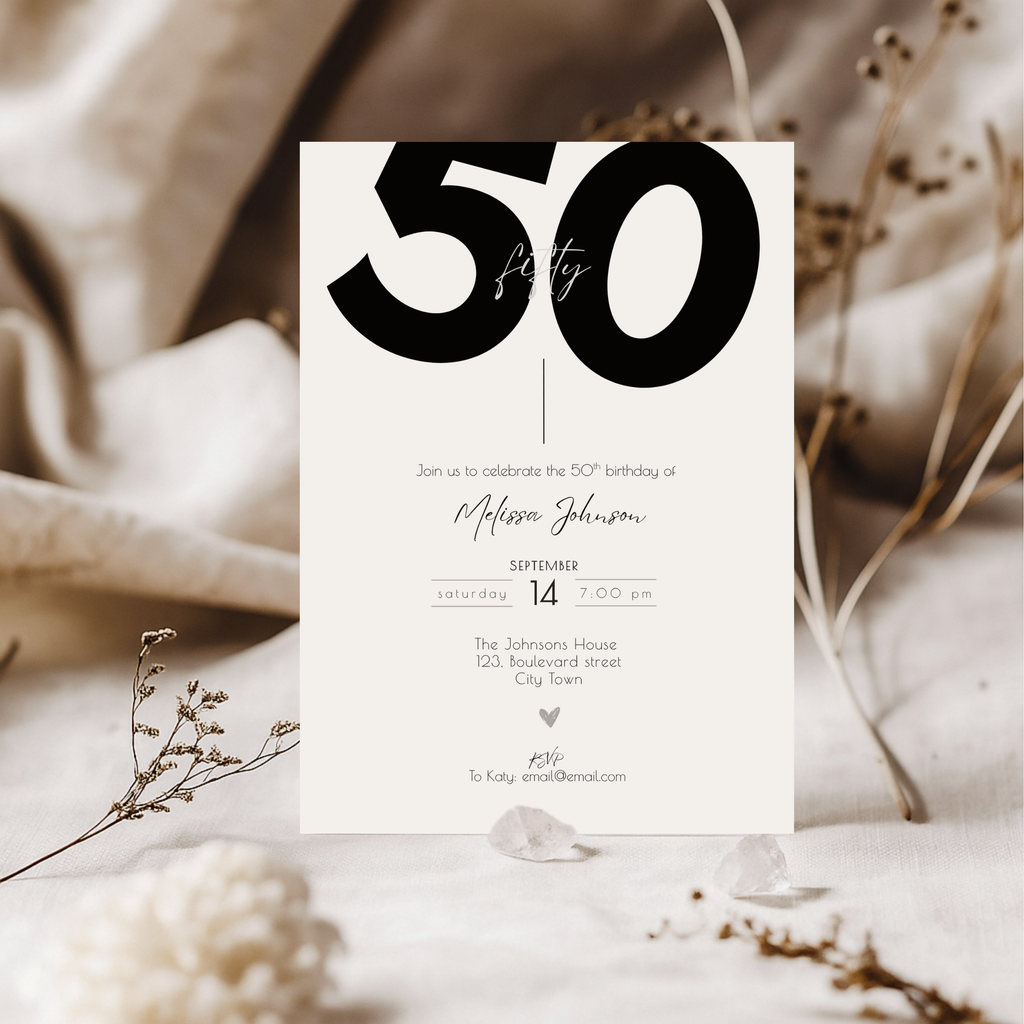 50th Birthday Invitation Template Bold Typography