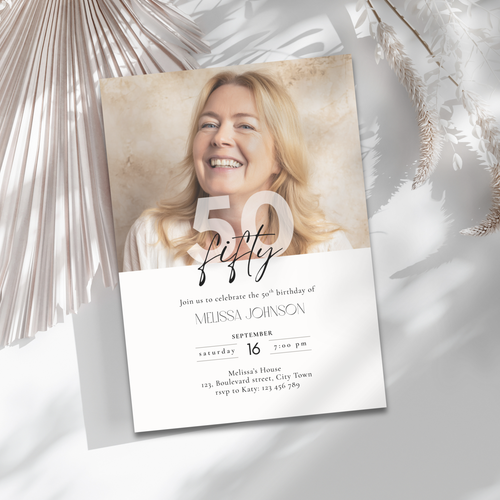 50th birthday photo invitation template for men and women