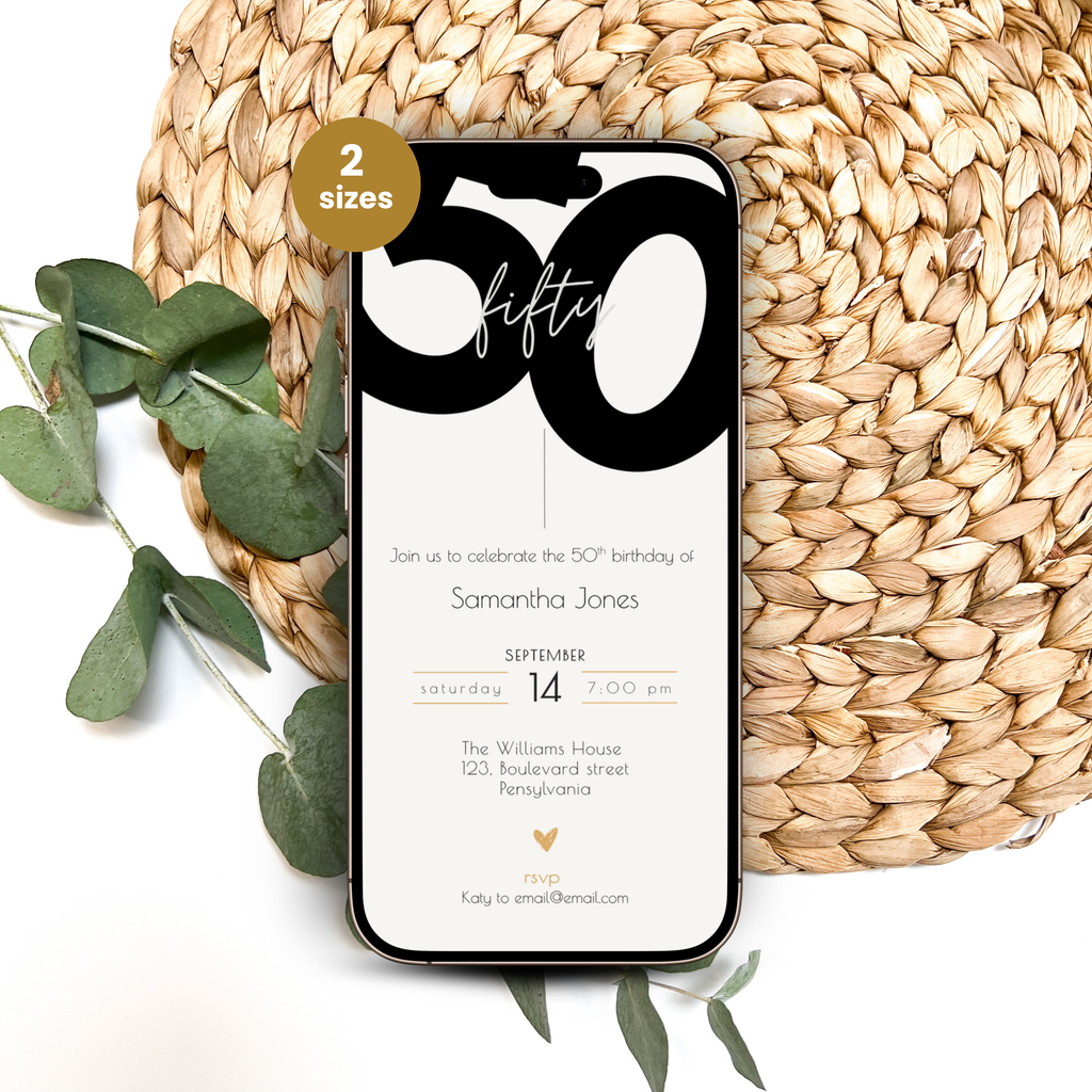 Modern 50th Birthday Invitation Bold