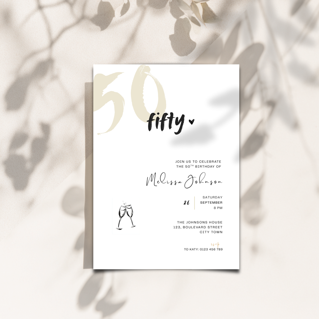 Modern 50th Birthday Invitation Bold Typography