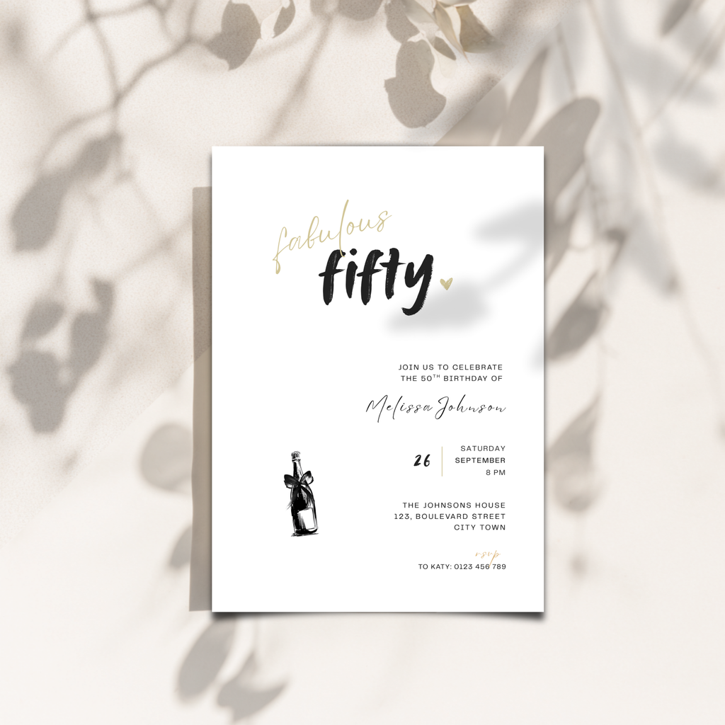 Fifty & Fabulous 50th Birthday Invitations