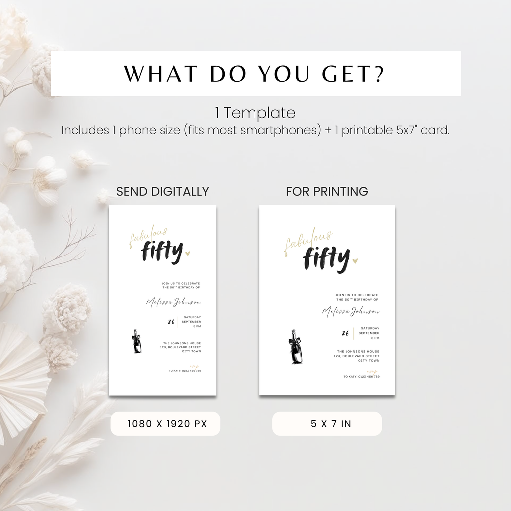 Fifty & Fabulous 50th Birthday Invitations