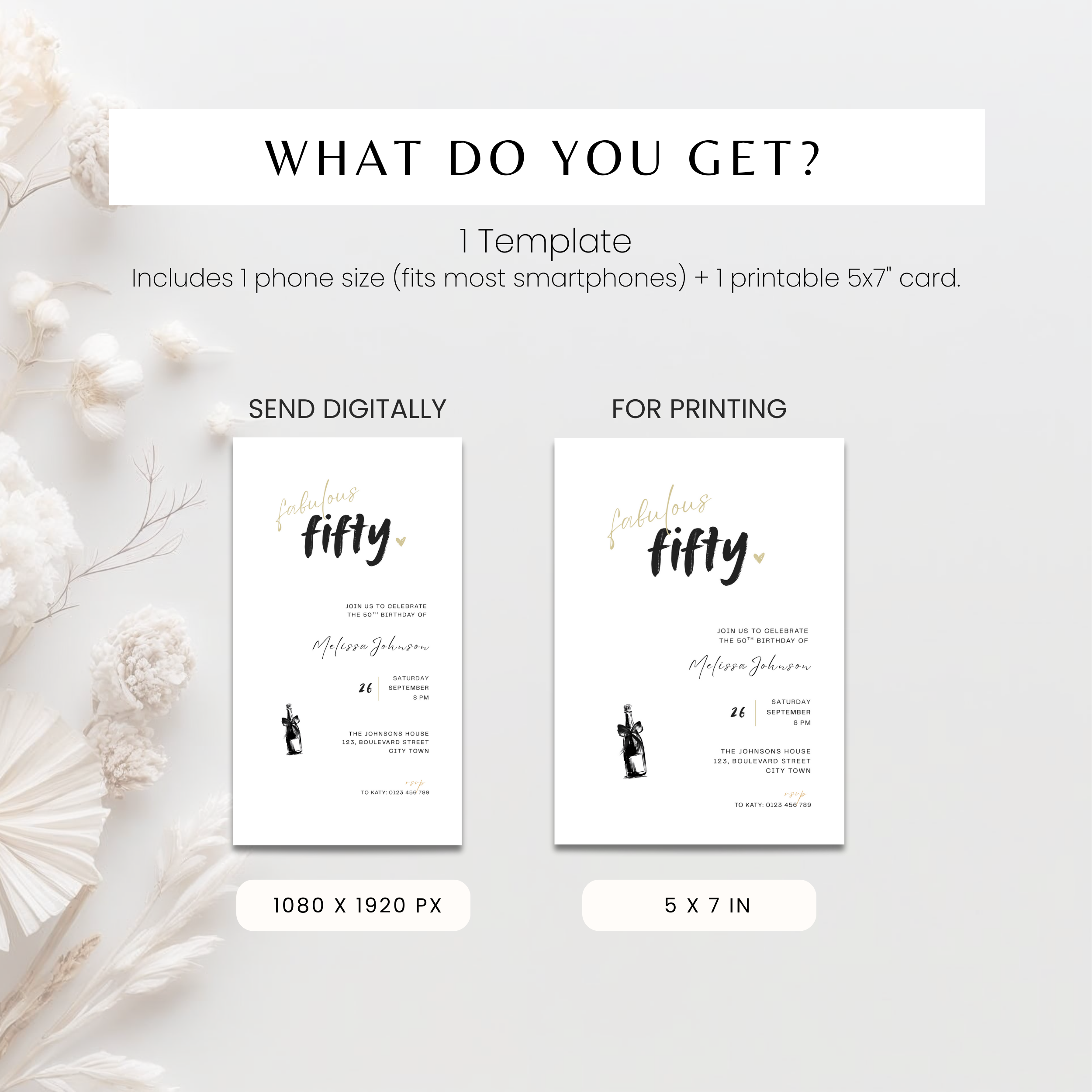 Fifty & Fabulous 50th Birthday Invitations
