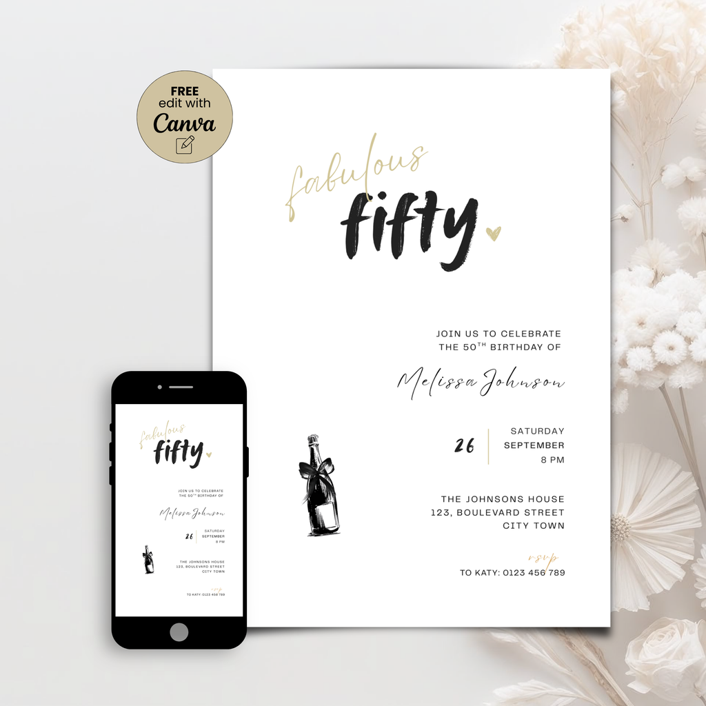 Fifty & Fabulous 50th Birthday Invitations