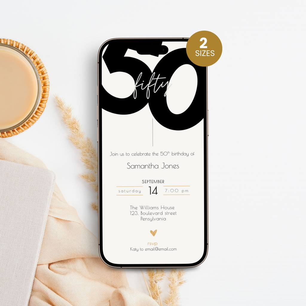 Modern 50th Birthday Invitation Bold