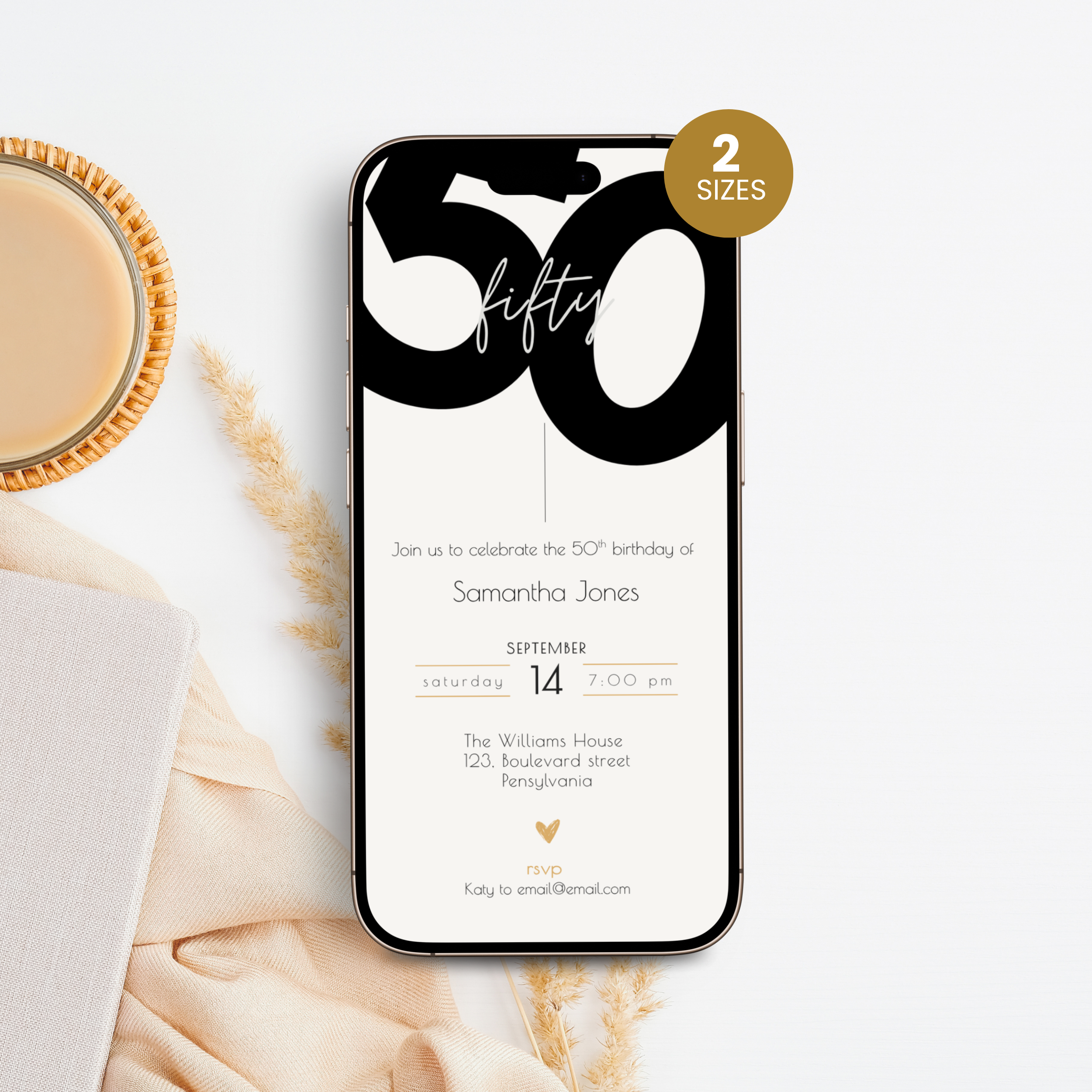 Modern 50th Birthday Invitation Bold