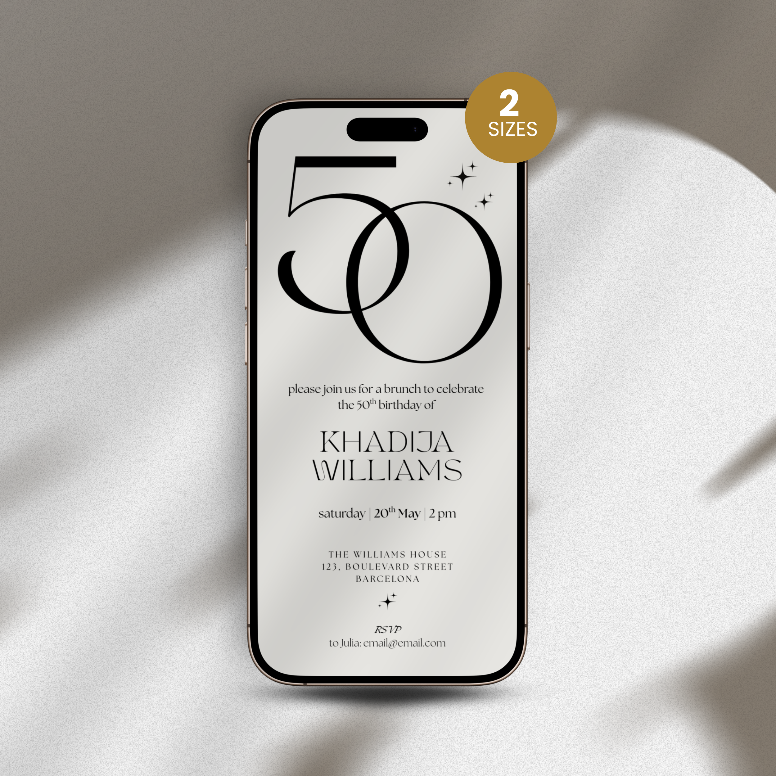 Elegant 50th Birthday Invitation