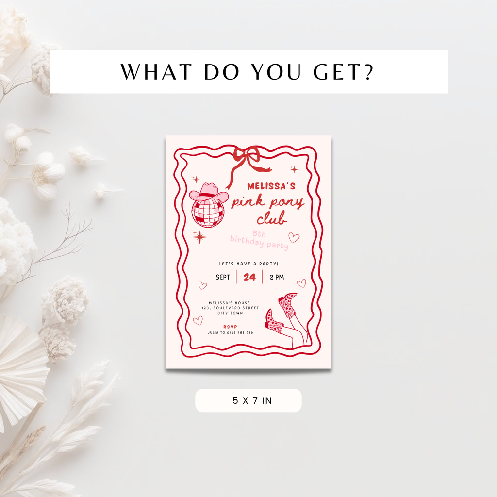 Pink Pony Club Birthday Invitation