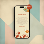 Phone with a birthday message on a geometric patterned background