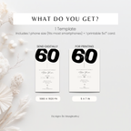 60th birthday invitation template with digital and print options on a white background.