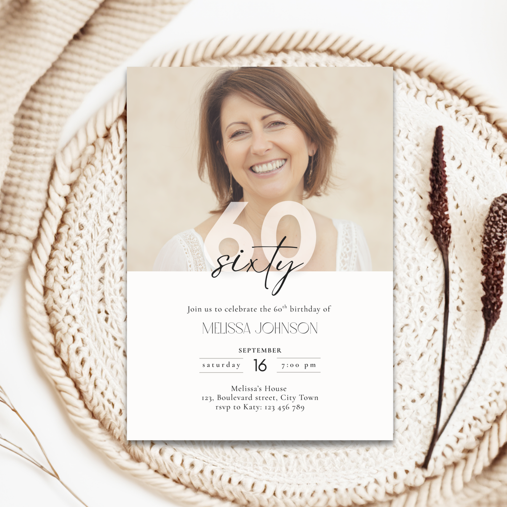 Elegant 60th Birthday Invitation Photo
