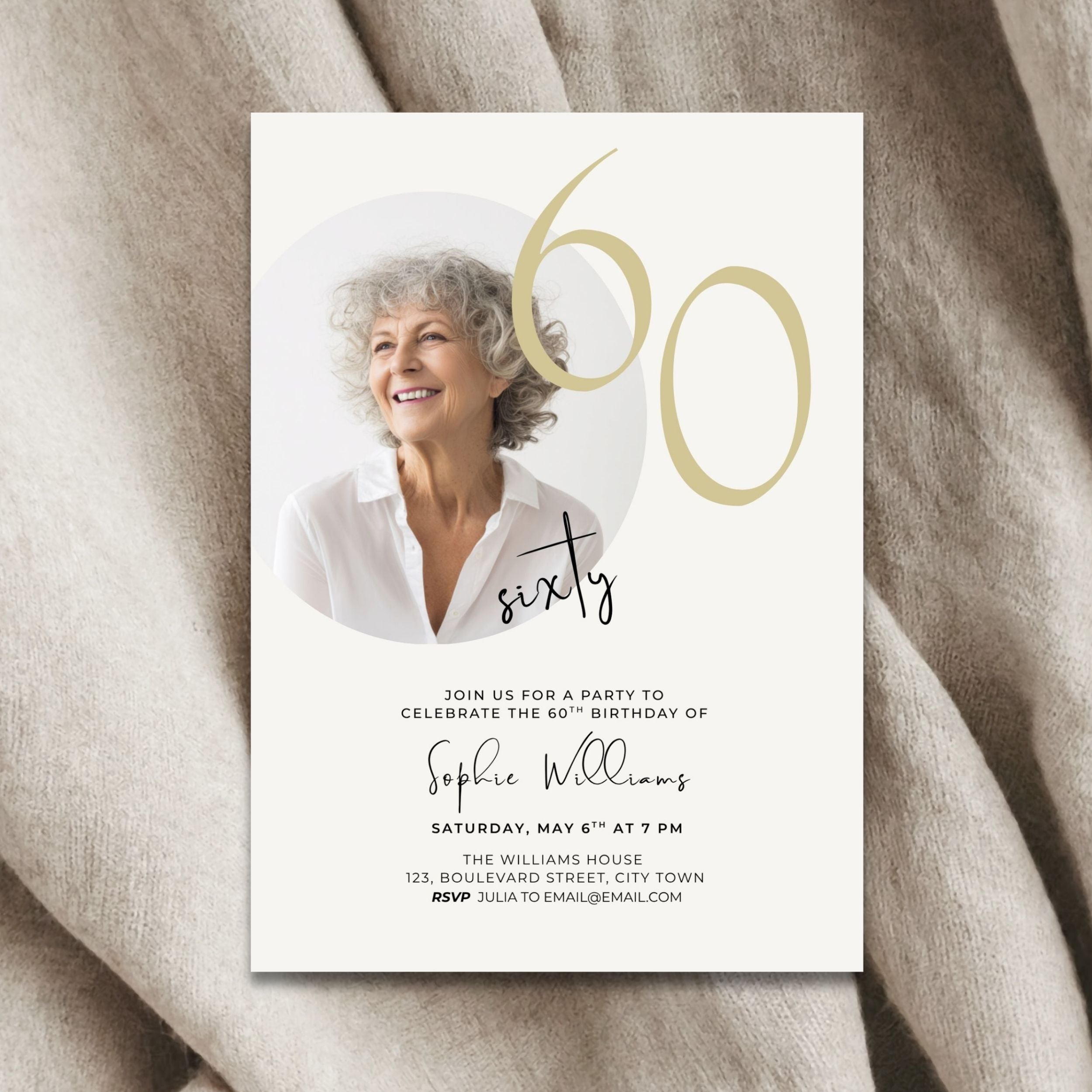 60th Milestone Birthday Photo Invitation Template Women