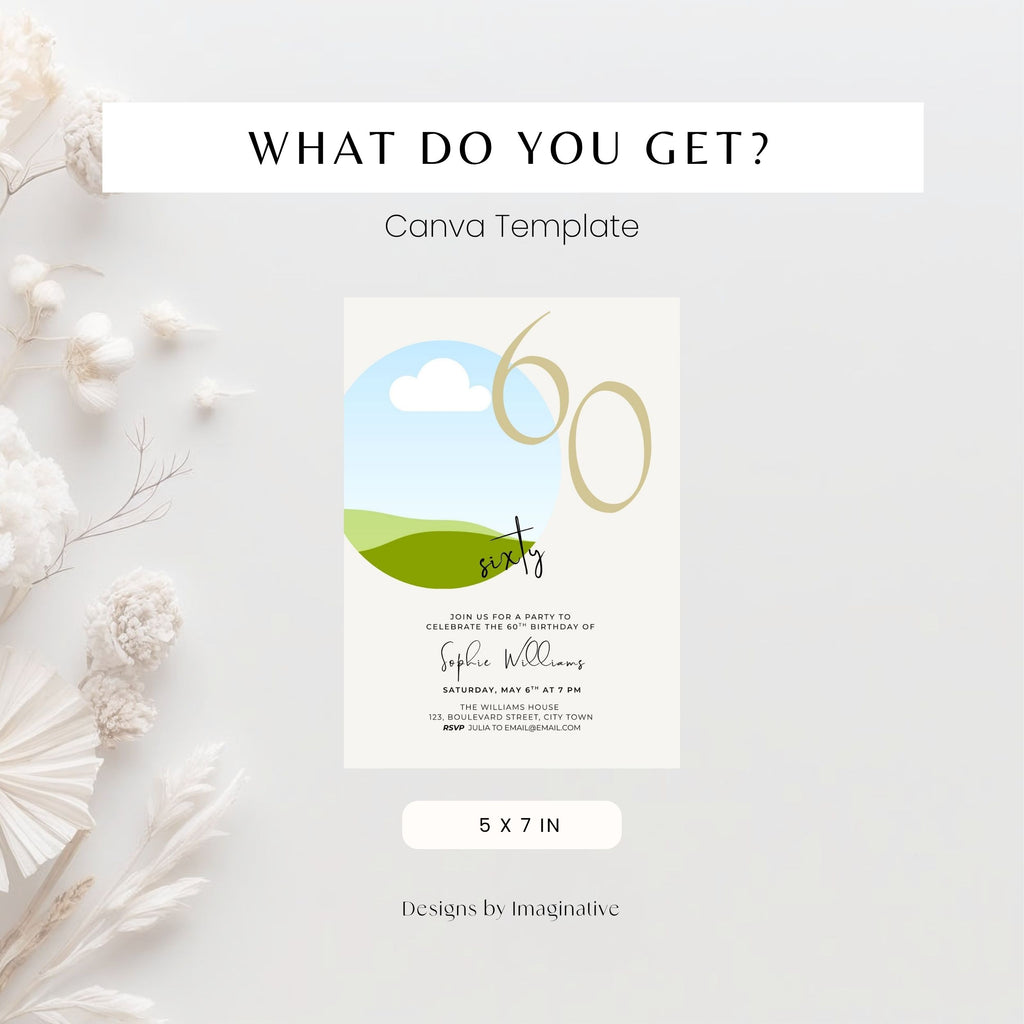 60th Milestone Birthday Photo Invitation Template Women
