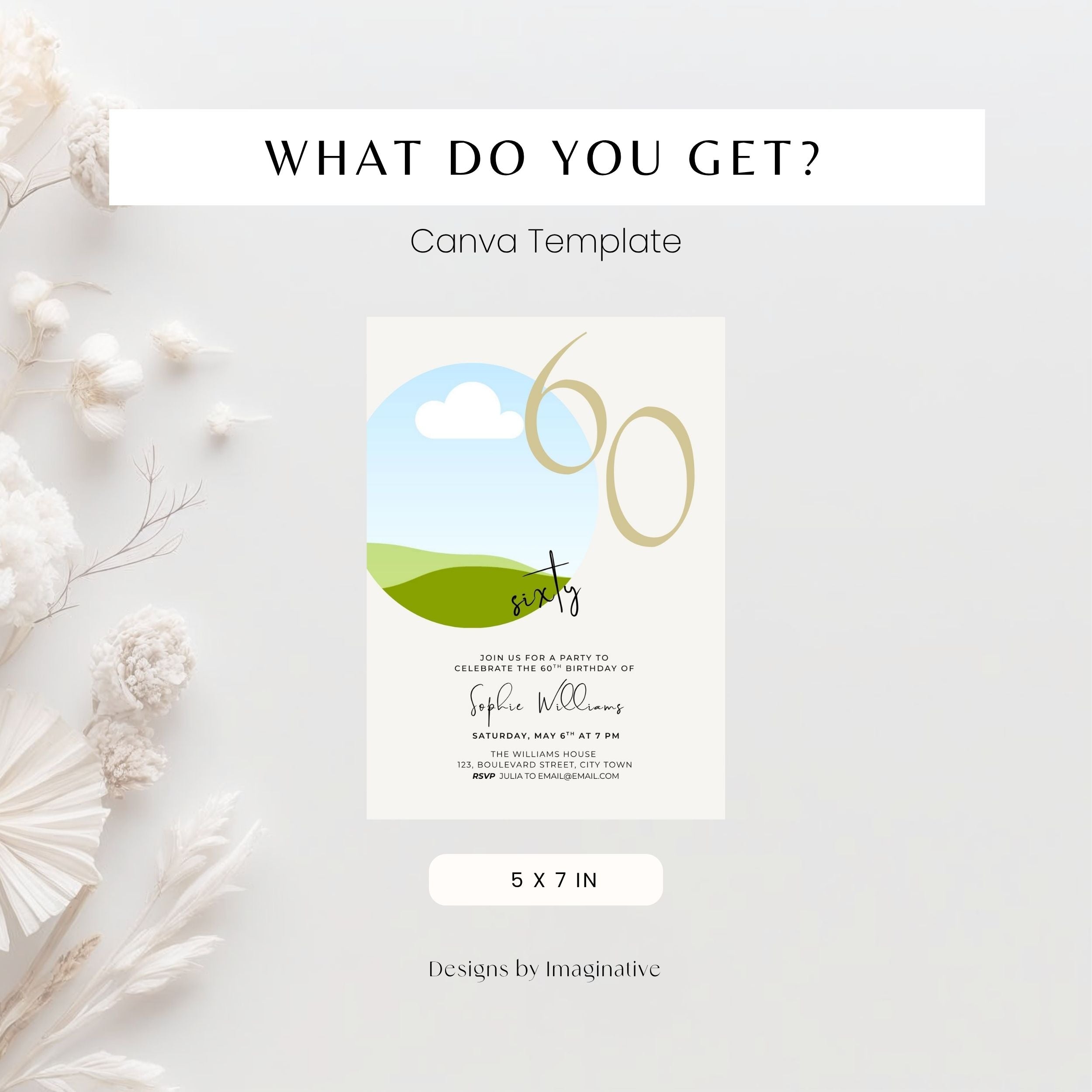 60th Milestone Birthday Photo Invitation Template Women