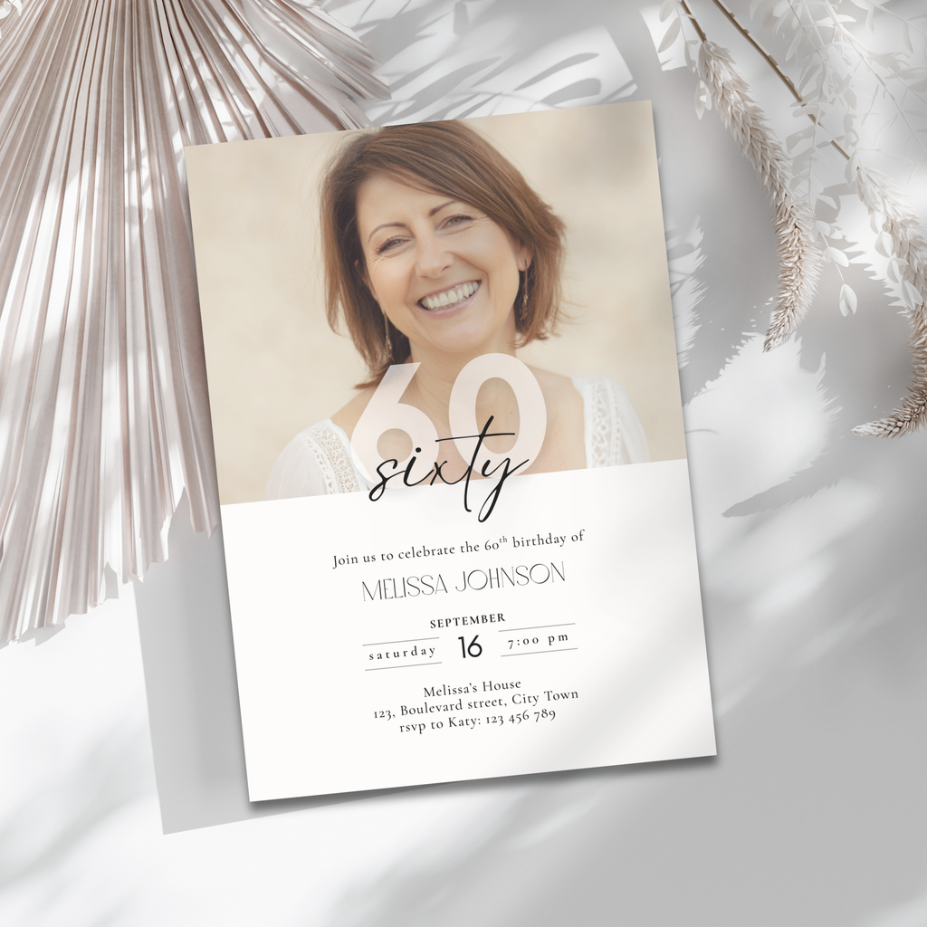 Elegant 60th Birthday Invitation Photo