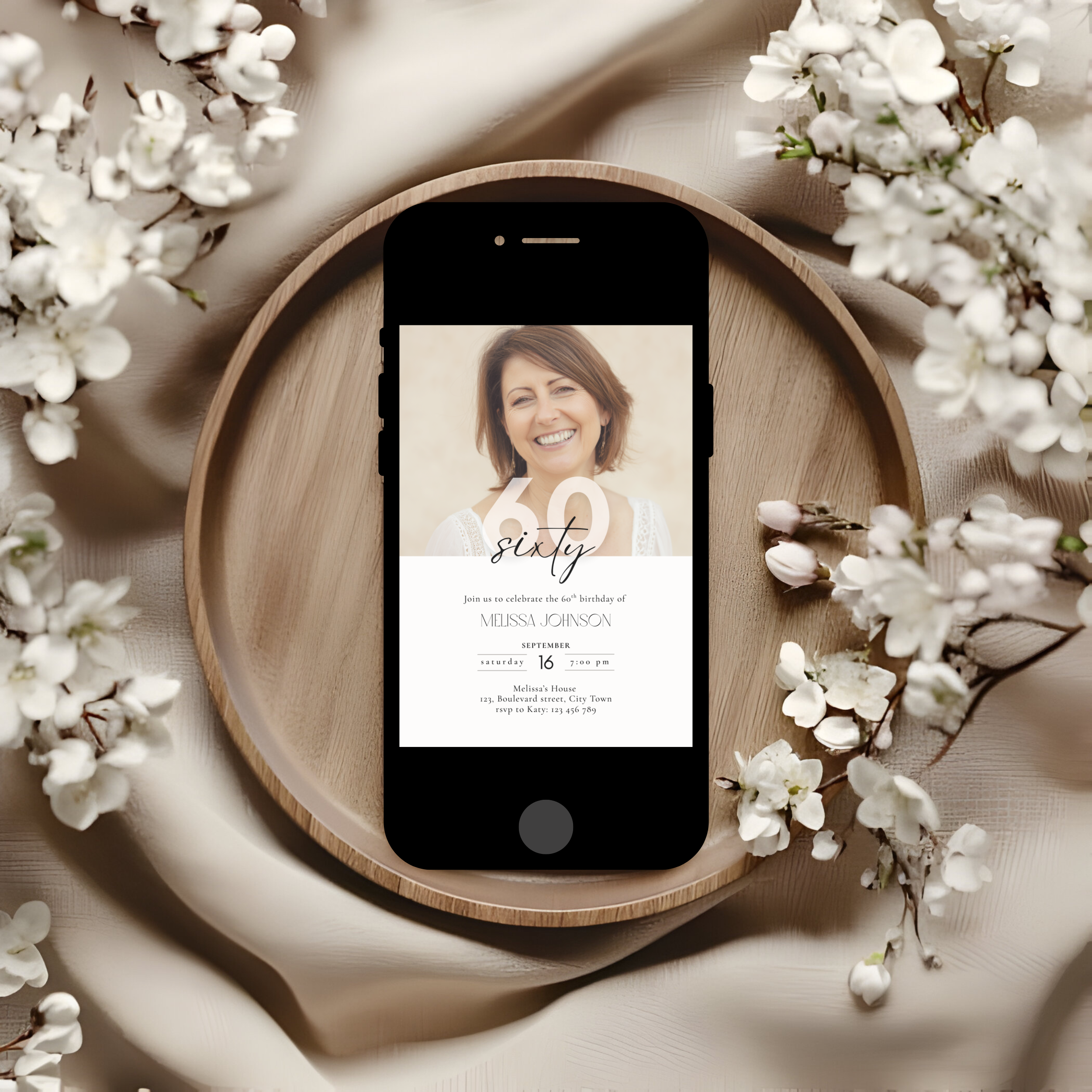 Elegant 60th Birthday Invitation Photo