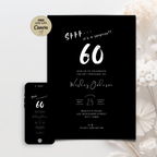 Black Surprise 60th Birthday Photo Invitation Men Template – image 3
