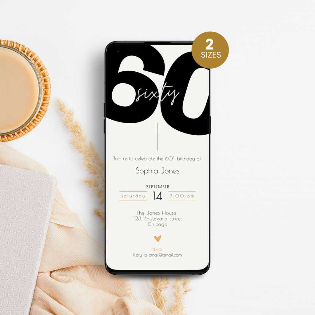 Modern 60th Birthday Invitation