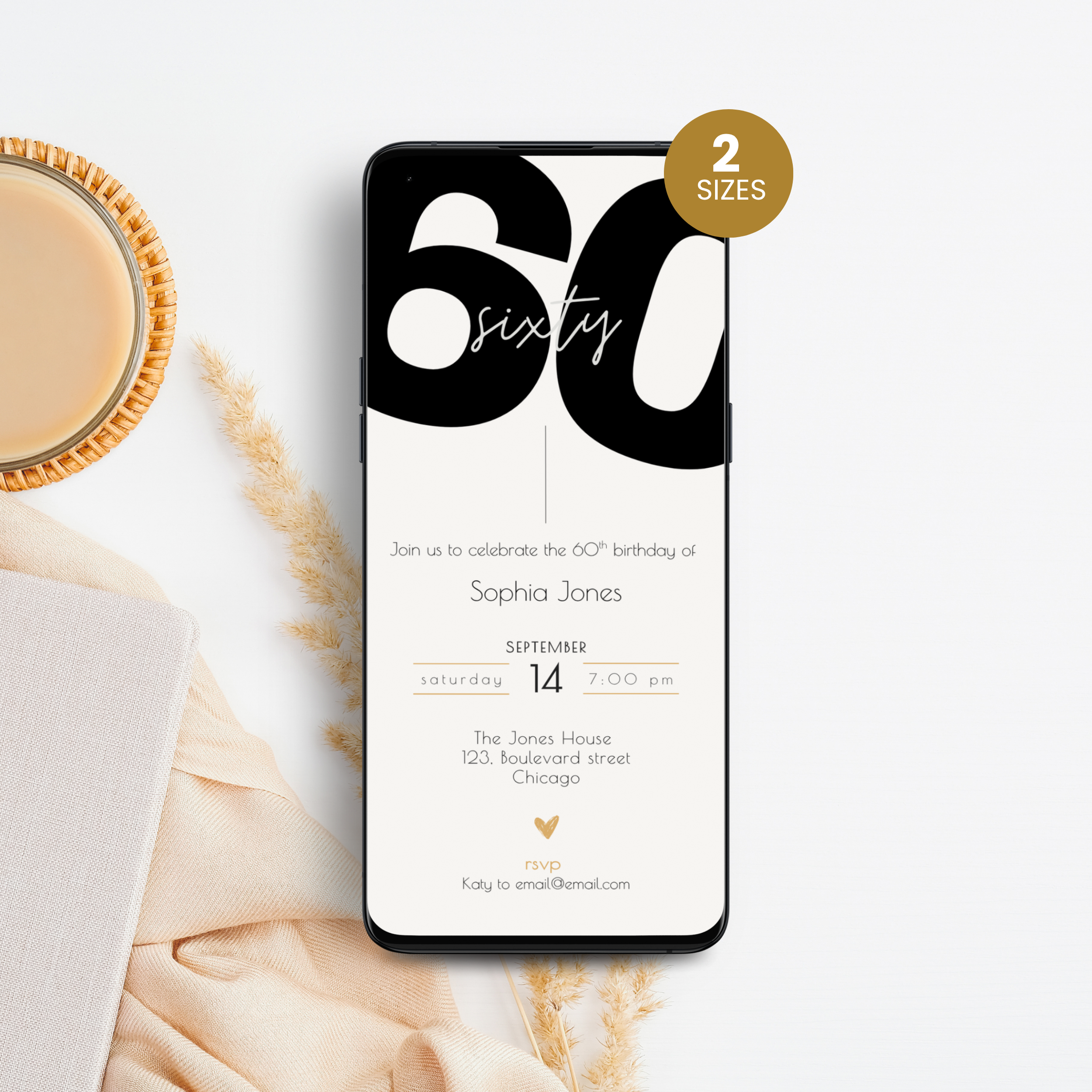 Modern 60th Birthday Invitation