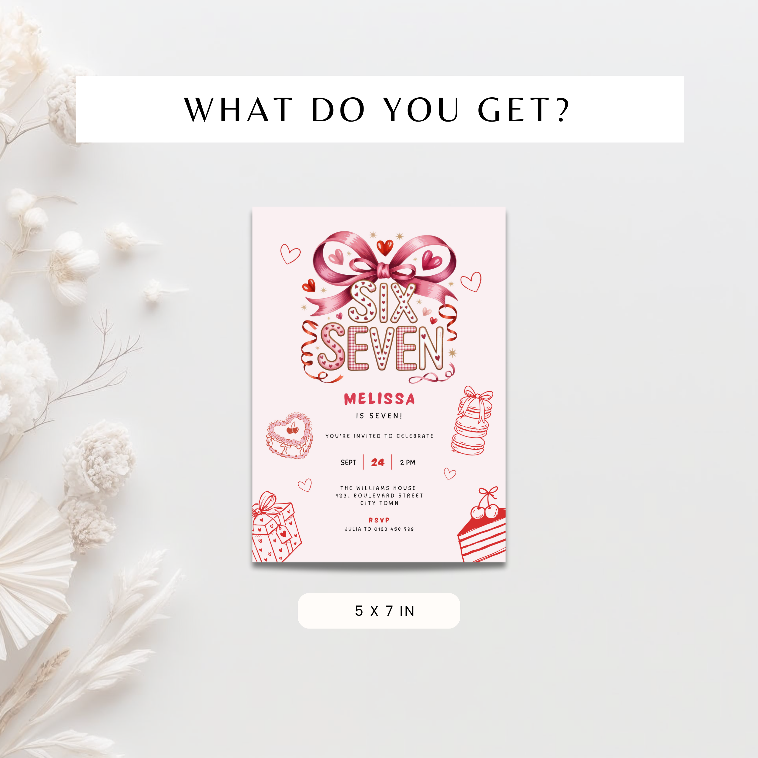 Pink 6 7 Birthday Invitation Girls