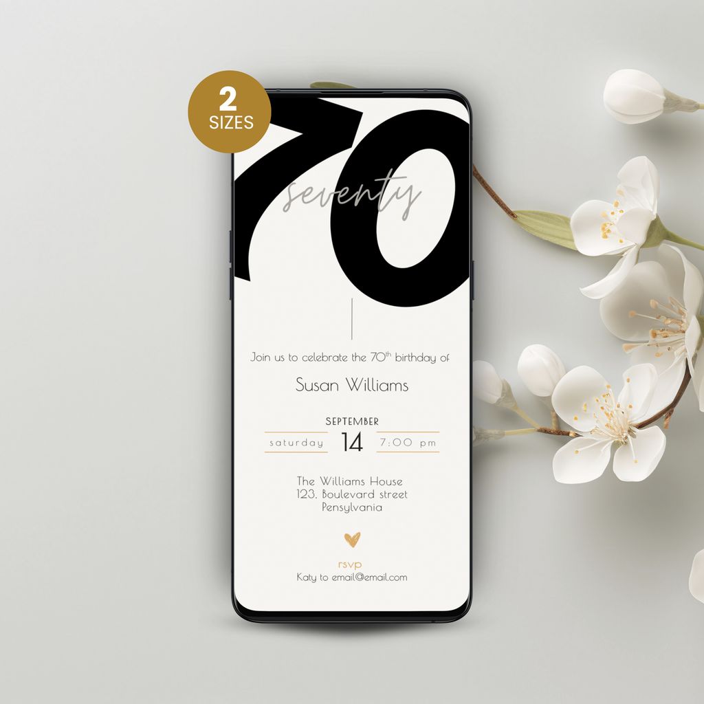 Modern 70th Birthday Invitation
